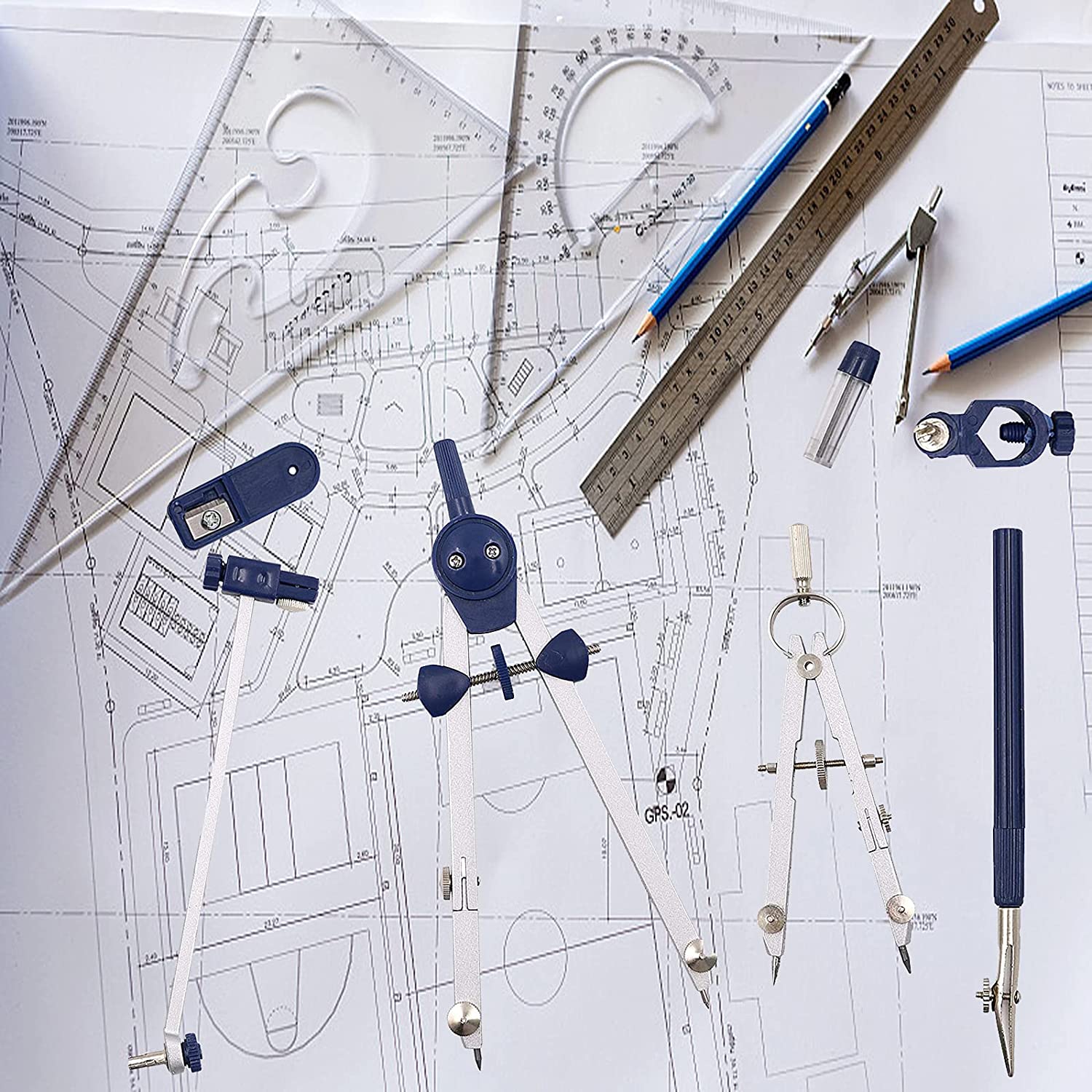 Math Geometry Set With Compass - A46M-9Pc 製図用コンパス 幾何学セットツール コンパス製図ツール 幾何学用 製図、数学、製図、エンジニアツール用