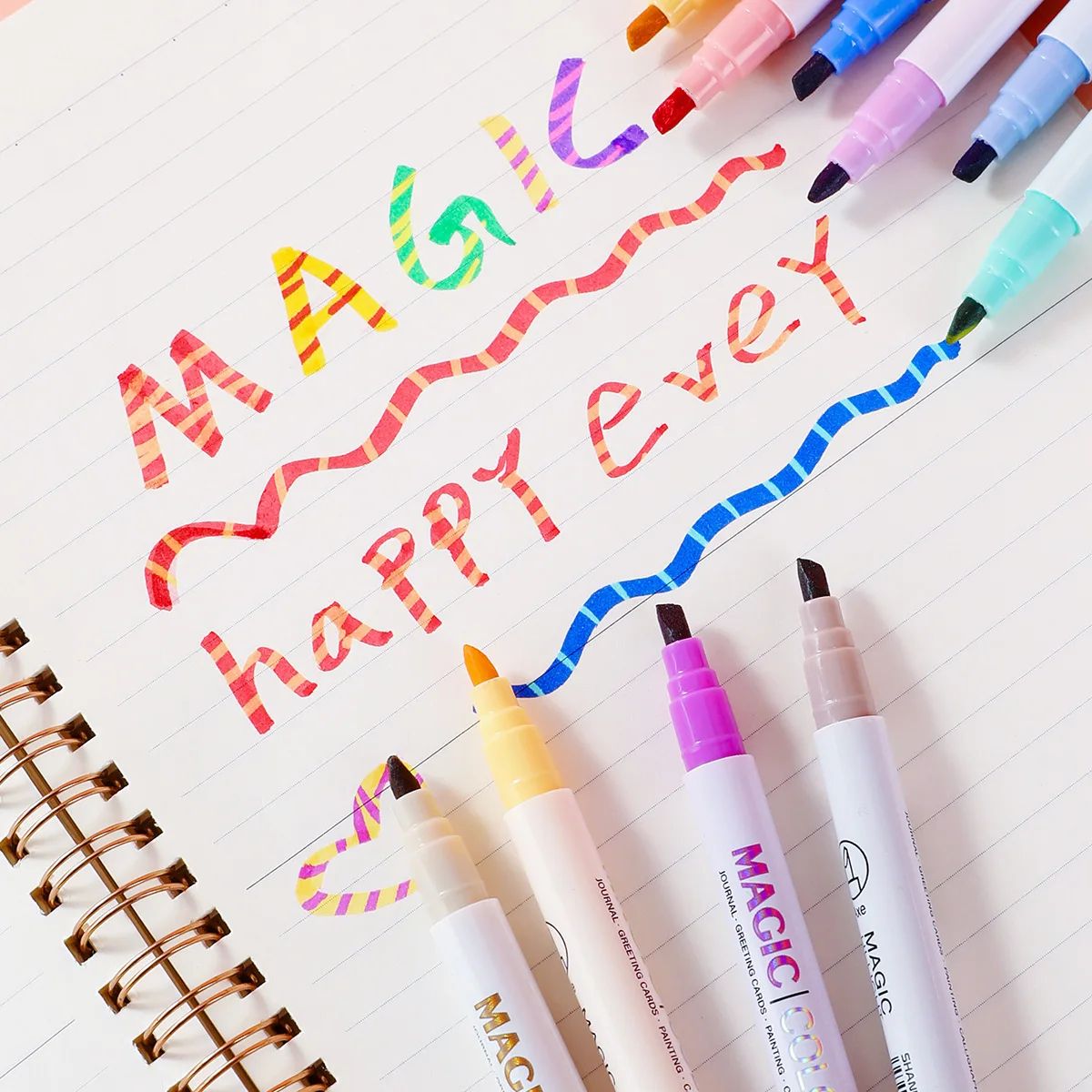 両端マジック変色蛍光ペンセット、学生日記スクラップブック絵画 - Pastel Highlighter Set Double Ended のレビューと価格