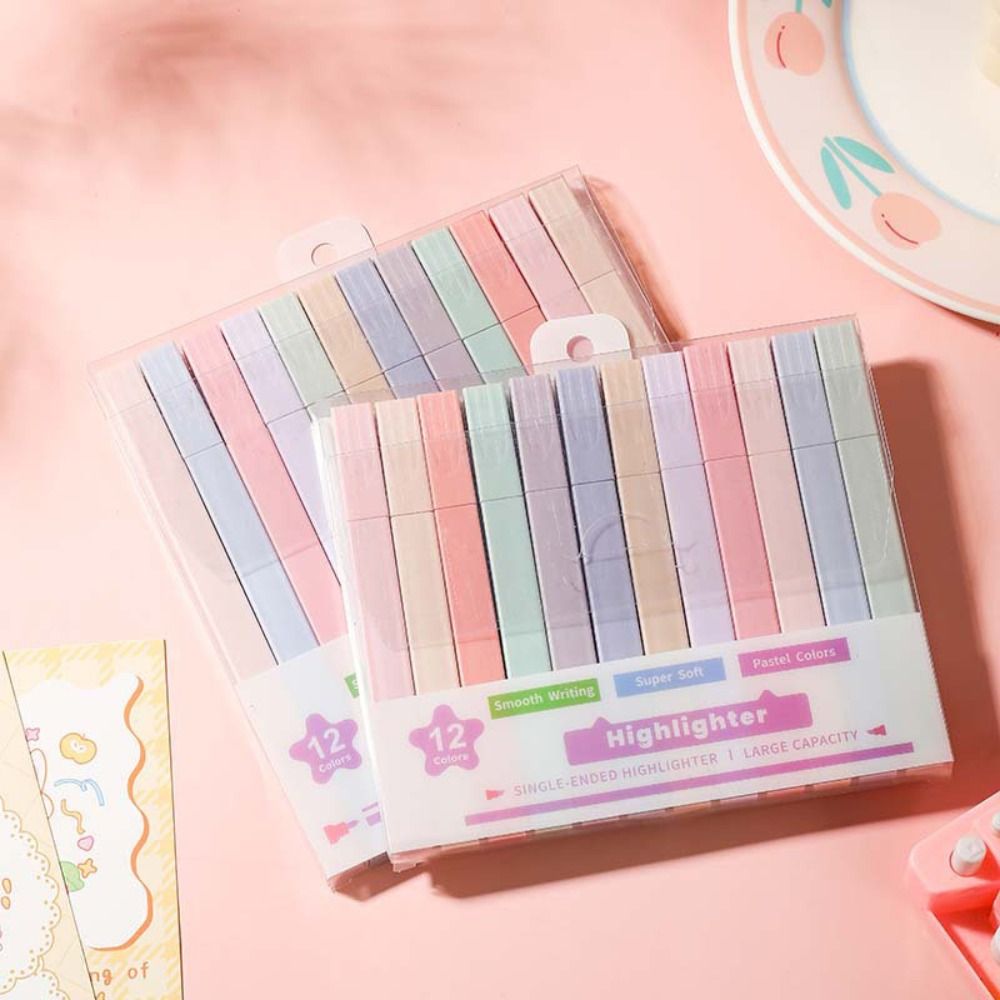 双頭蛍光ペン文具用品蛍光パステル蛍光ペンかわいい美的色マーカ - Pastel Highlighter Set Double Ended のレビューと価格