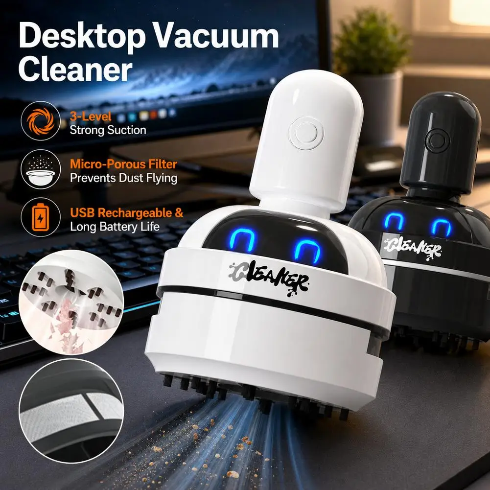 卓上用ミニ充電式掃除機。消しゴムくずやキーボードの汚れを除去 - Mini Desktop Vacuum Cleaner For Eraser Dust のレビューと価格