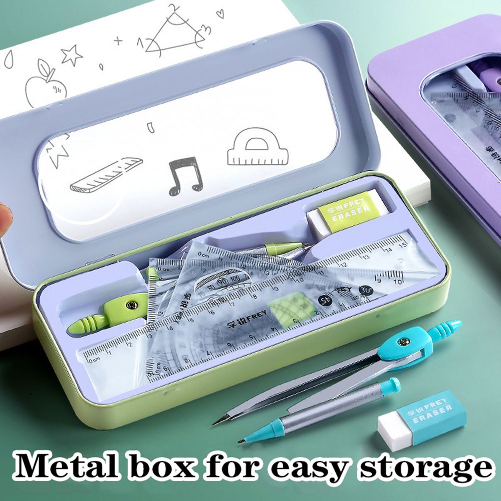 学生のための幾何学分度器セット、定規、コンパス、鉛筆、幾何学 - Math Geometry Set With Compass のレビューと価格