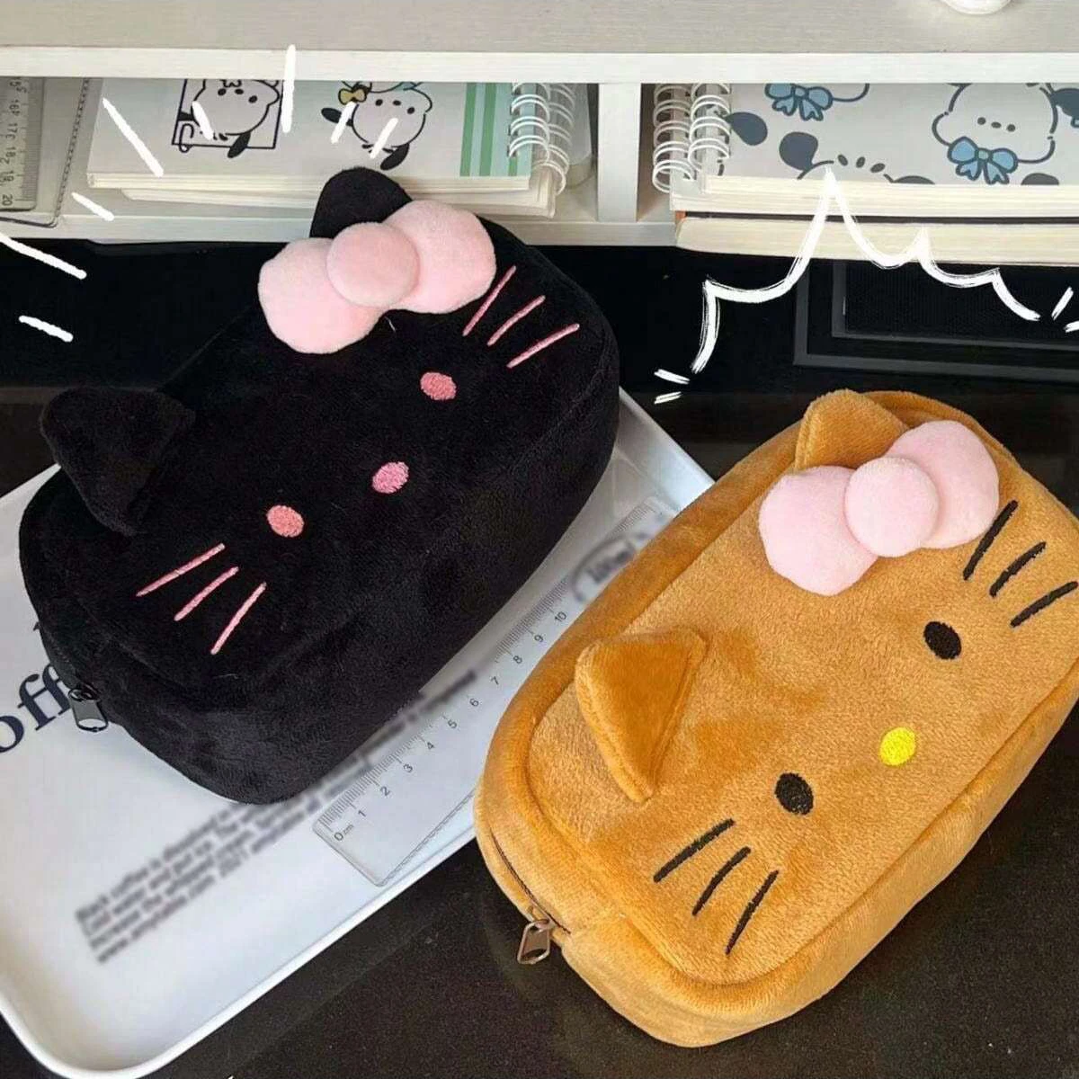 かわいい漫画柄のぬいぐるみペンケース1個。大容量で、文房具を - School Supplies のレビューと価格